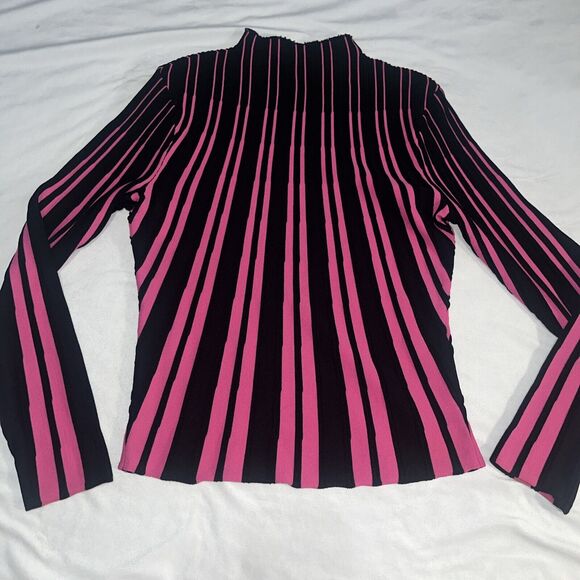 Cyrus Black Pink Mock Neck Long Sleeve Blouse M Medium Y2K - Picture 9 of 11